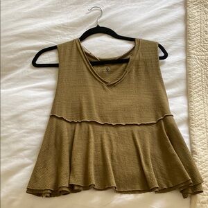Free People Brown Green Tank Top M